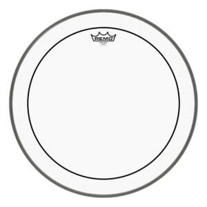 A clear drum head with a crown on it.