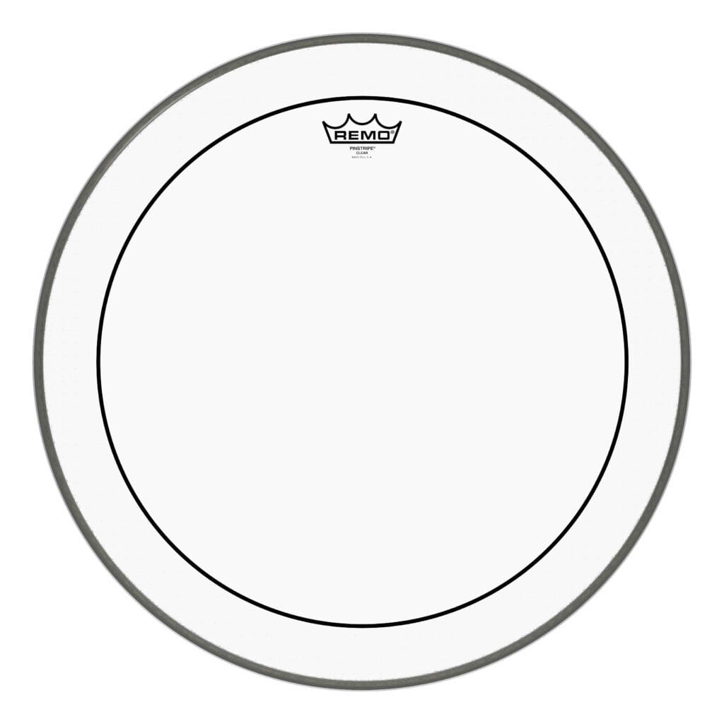 A clear drum head on a white background.