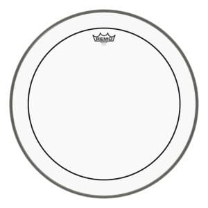 A clear drum head on a white background.