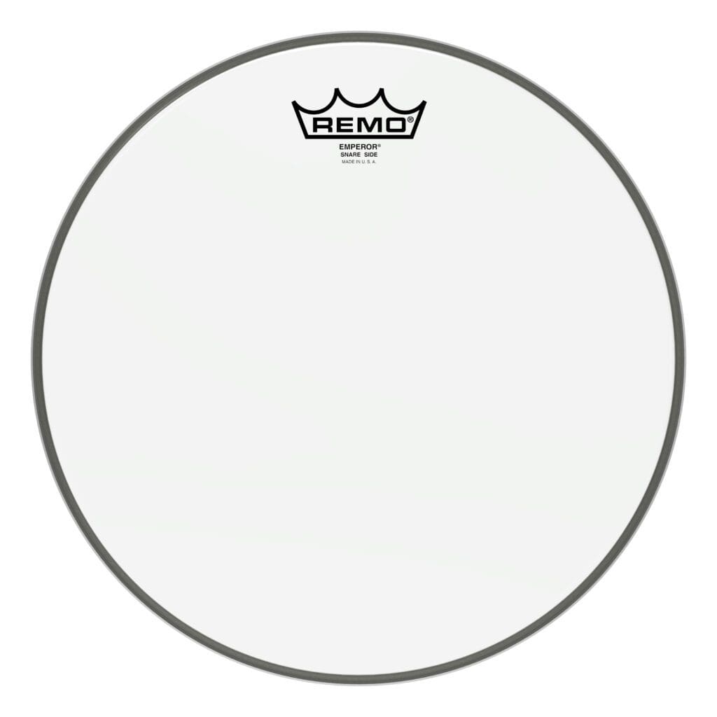 A clear drum head on a white background.