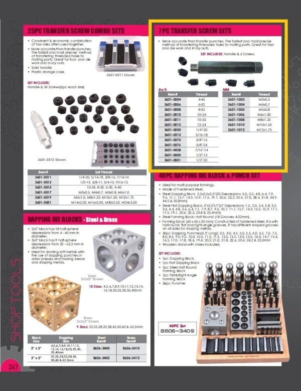 A brochure showing different types of cylinders and valves.