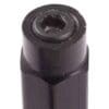 A black nut on a white background.