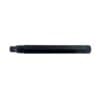 A black plastic tube on a white background.
