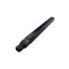 A black plastic tube on a white background.