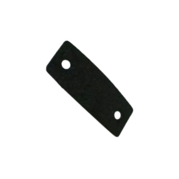 A black rectangular object with two holes