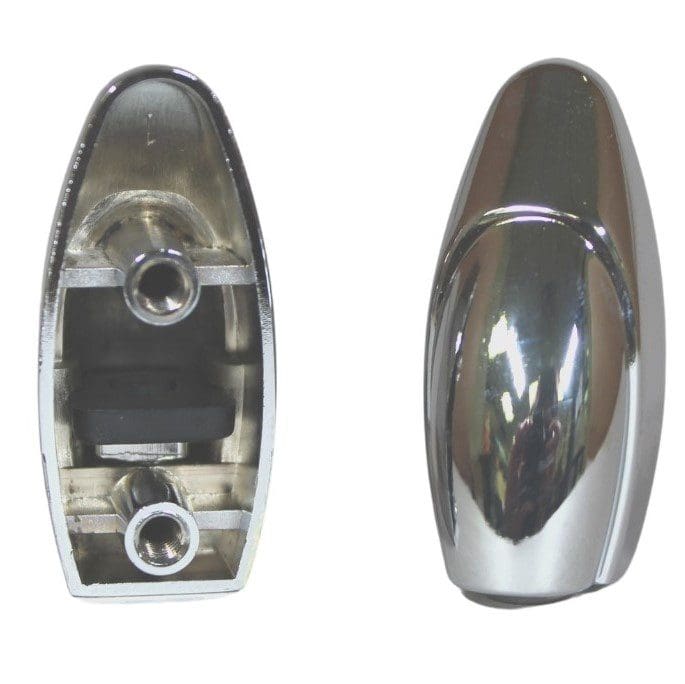 A pair of chrome soap dispensers on a white background.