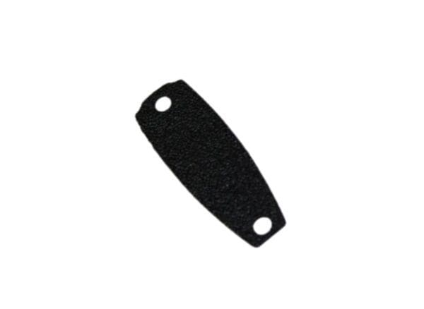 A black rectangular object with two holes