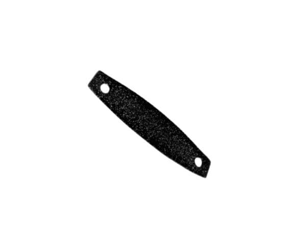 A black rectangular object with two holes