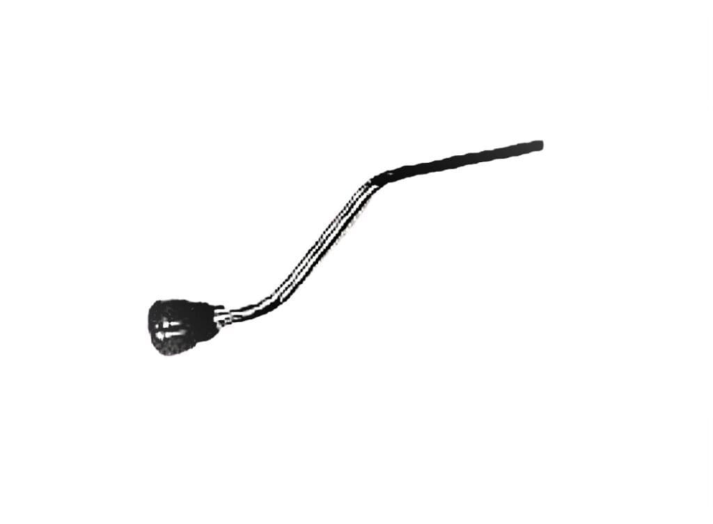 A black handle on a white background.