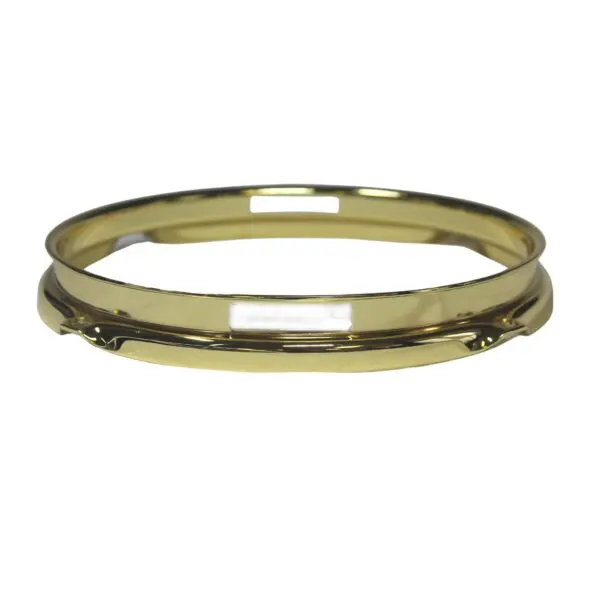 A brass ring on a white background.