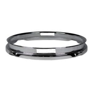 A chrome rim ring on a white background.