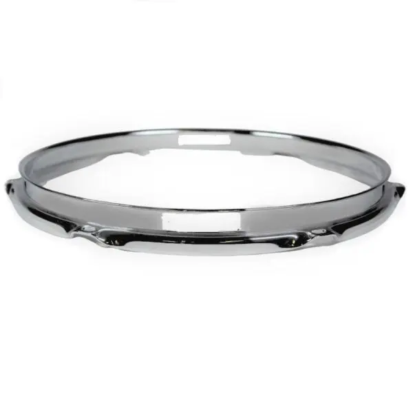 A chrome hoop on a white background.