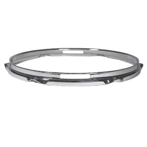 A stainless steel hoop ring on a white background.