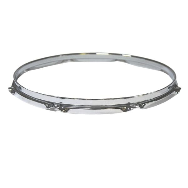 A silver drum ring on a white background