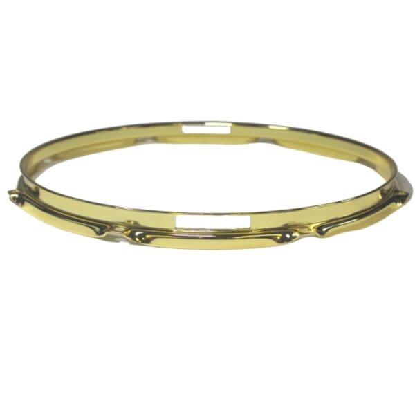 A gold plated bangle bracelet.