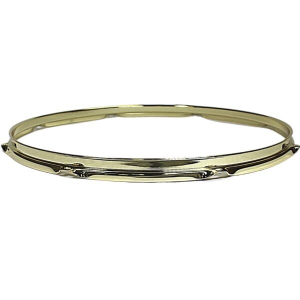 A gold bangle with black and white designs.