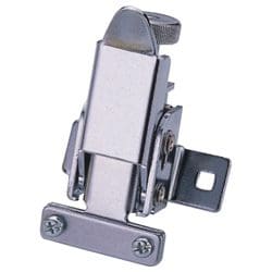 An image of a metal latch on a white background.