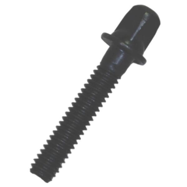 A black screw on a white background.