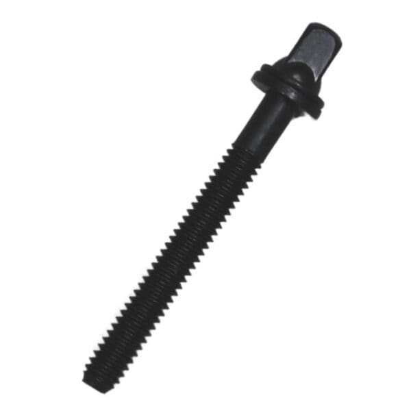 A black screw on a white background.