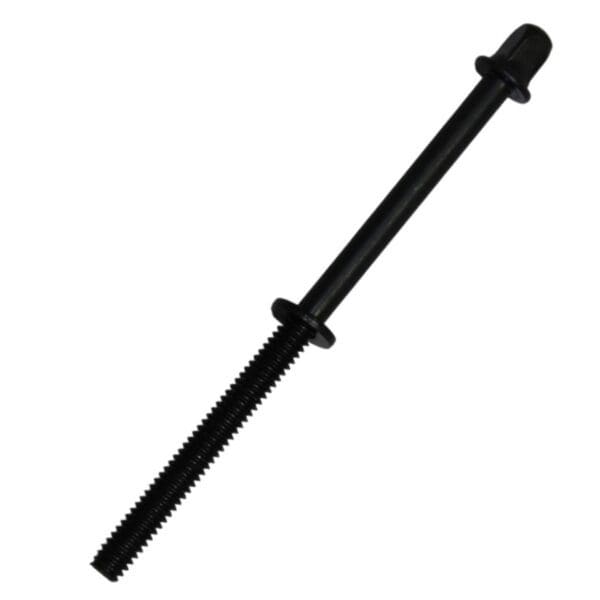 A black screw on a white background.