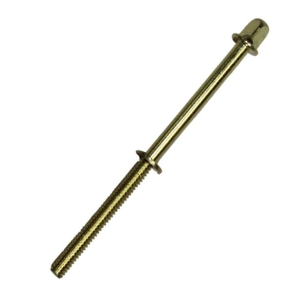 A brass screw on a white background.