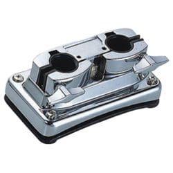 A pair of chrome pedals on top of a white background.