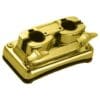 A pair of gold metal pedals on top of a white background.