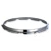 A silver drum ring on a white background.