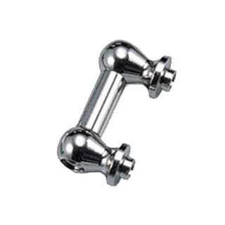 A pair of chrome handles on a white background.