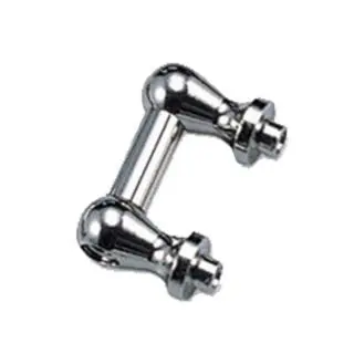 A pair of chrome handles on a white background.